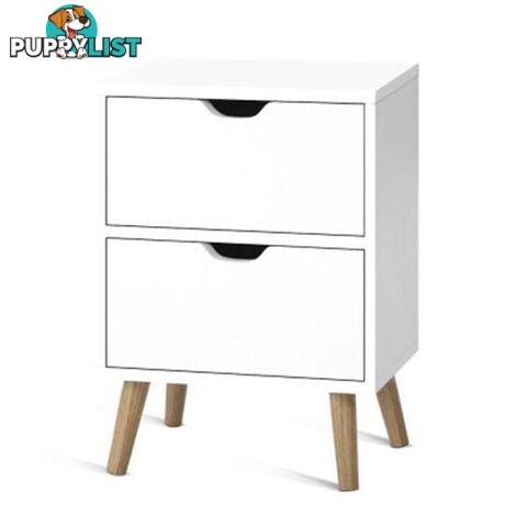 Bedside Tables Drawers Side Nightstand White Storage Cabinet Wood - Artiss - 9350062236031