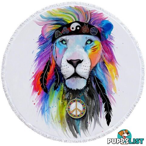 Hippie Lion Beach Towel - Towel - 7427046329750