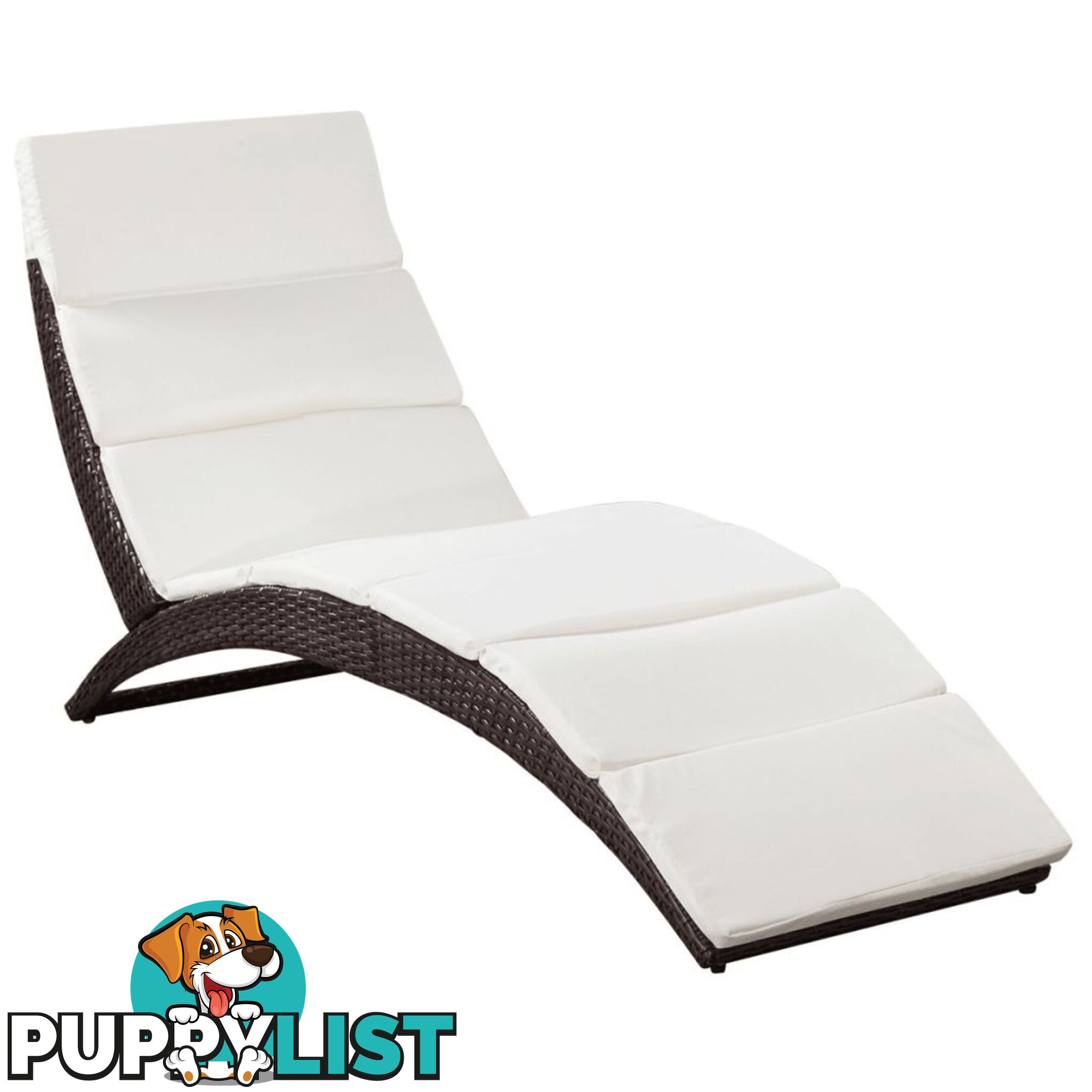 Poly Rattan Fold-able Sun Lounger With Cushion - Brown - Unbranded - 4326500416438