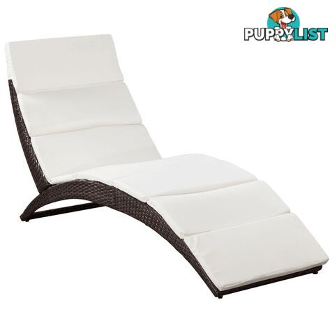 Poly Rattan Fold-able Sun Lounger With Cushion - Brown - Unbranded - 4326500416438