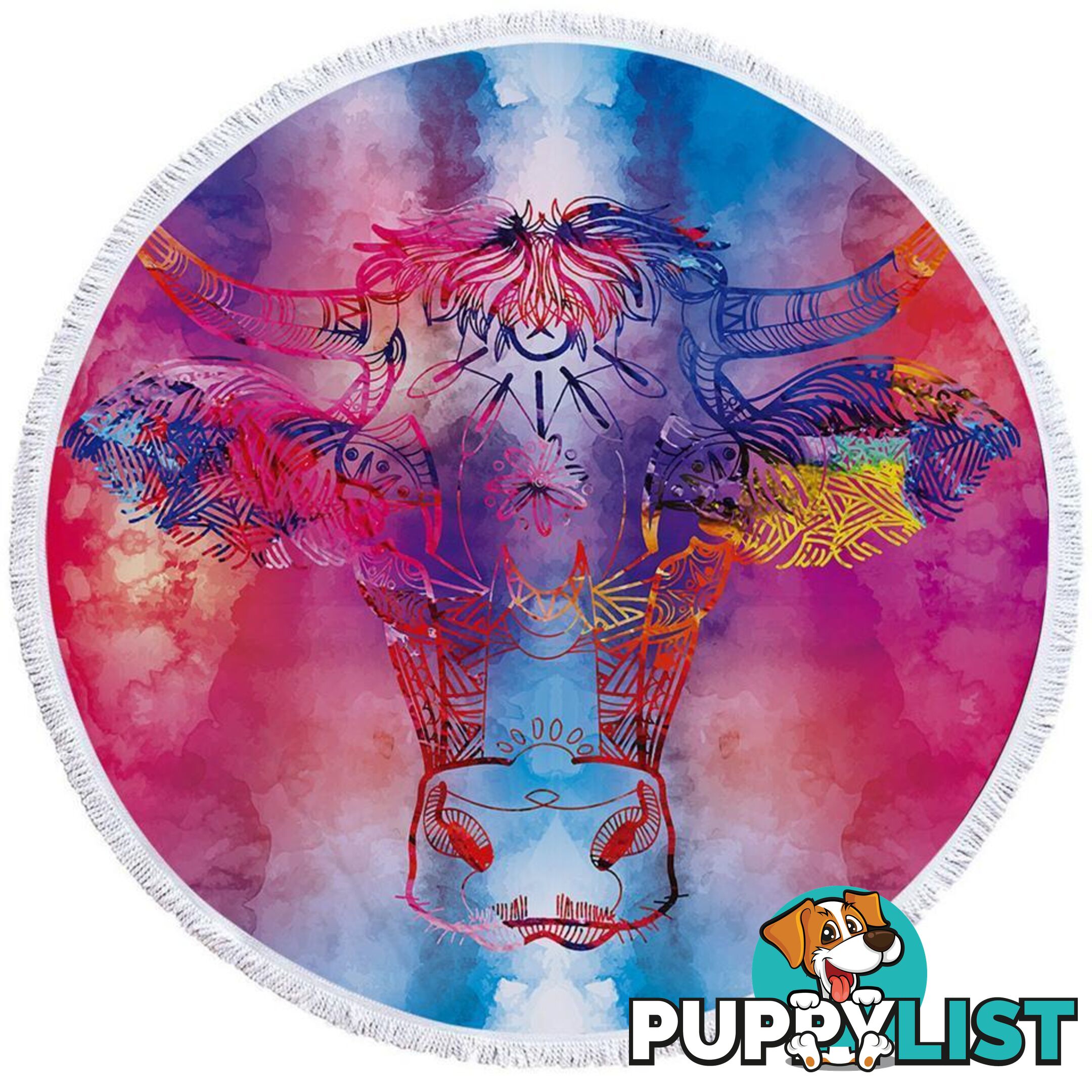 Watercolor Background Cow Beach Towel - Towel - 7427046323871