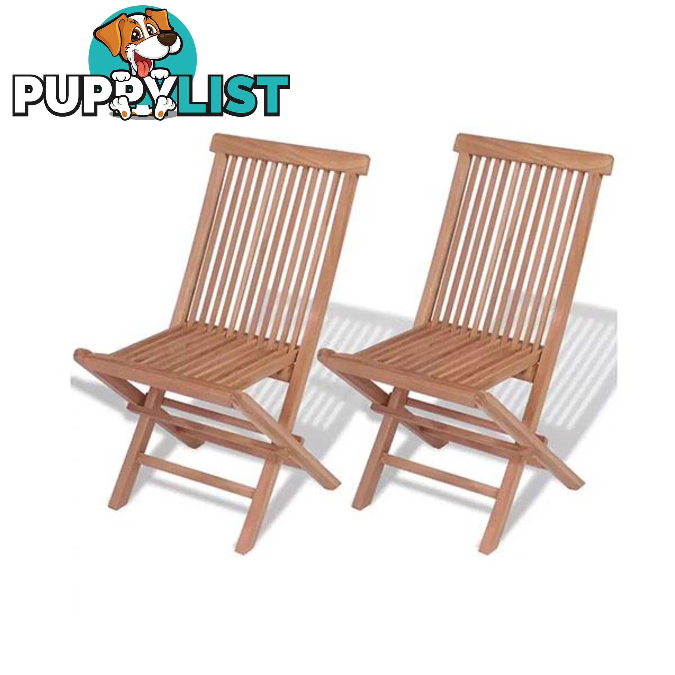 Folding Garden Chairs 2 Pcs Solid Teak Wood - Unbranded - 8718475965039