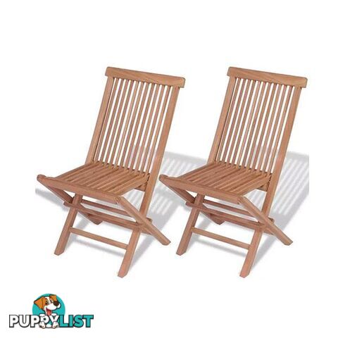 Folding Garden Chairs 2 Pcs Solid Teak Wood - Unbranded - 8718475965039