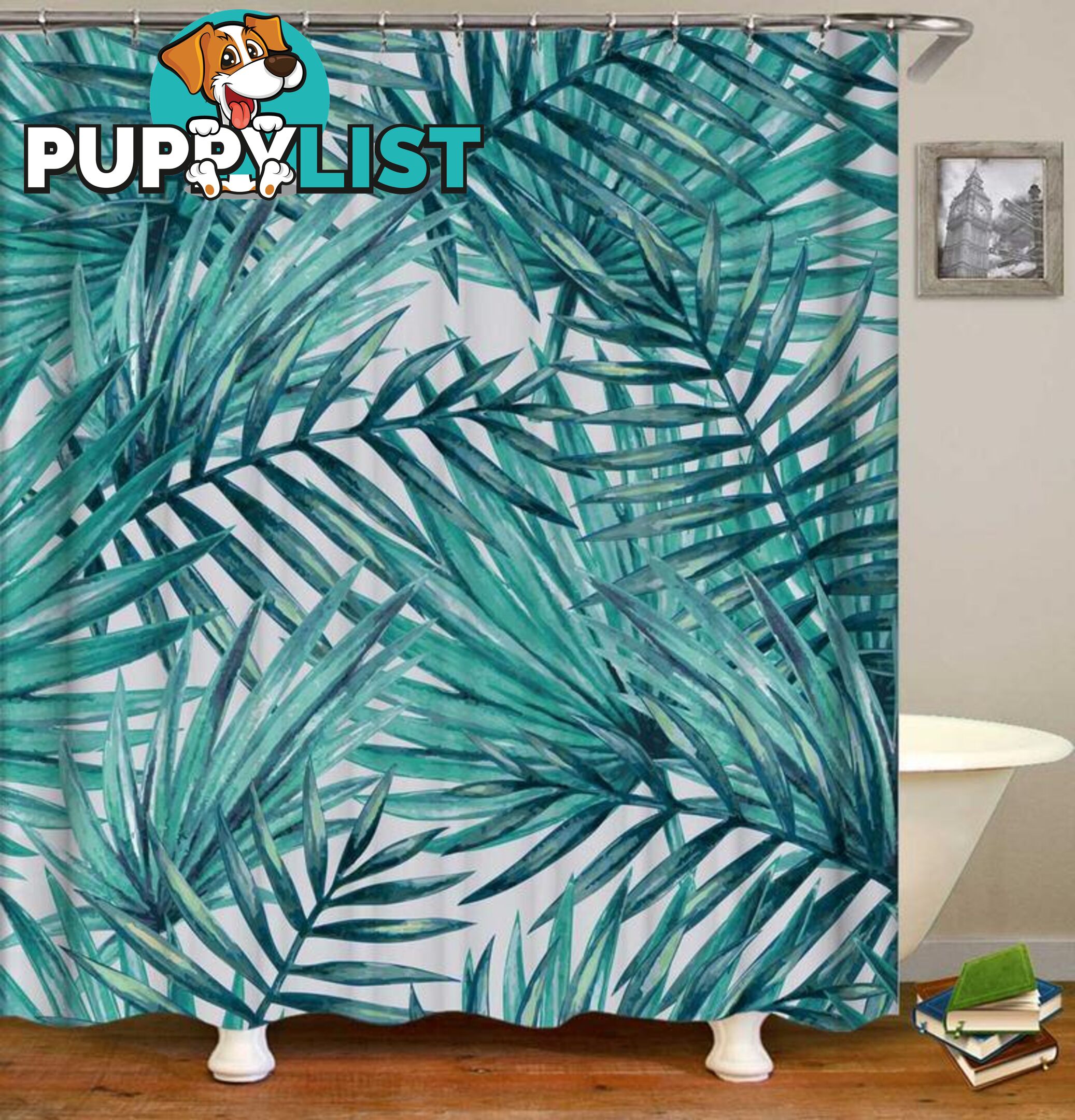 Palm Leaves Painting Shower Curtain - Curtain - 7427046097802