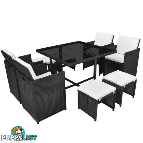 Outdoor Poly Rattan Dining Set (21 Pcs) - Black - Unbranded - 4326500417787