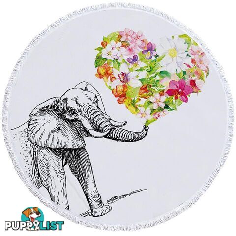 Heart of Flowers and Elephant Beach Towel - Towel - 7427046328777