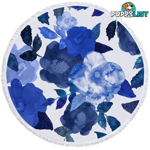 Blue Water Colored Flowers Beach Towel - Towel - 7427046339506