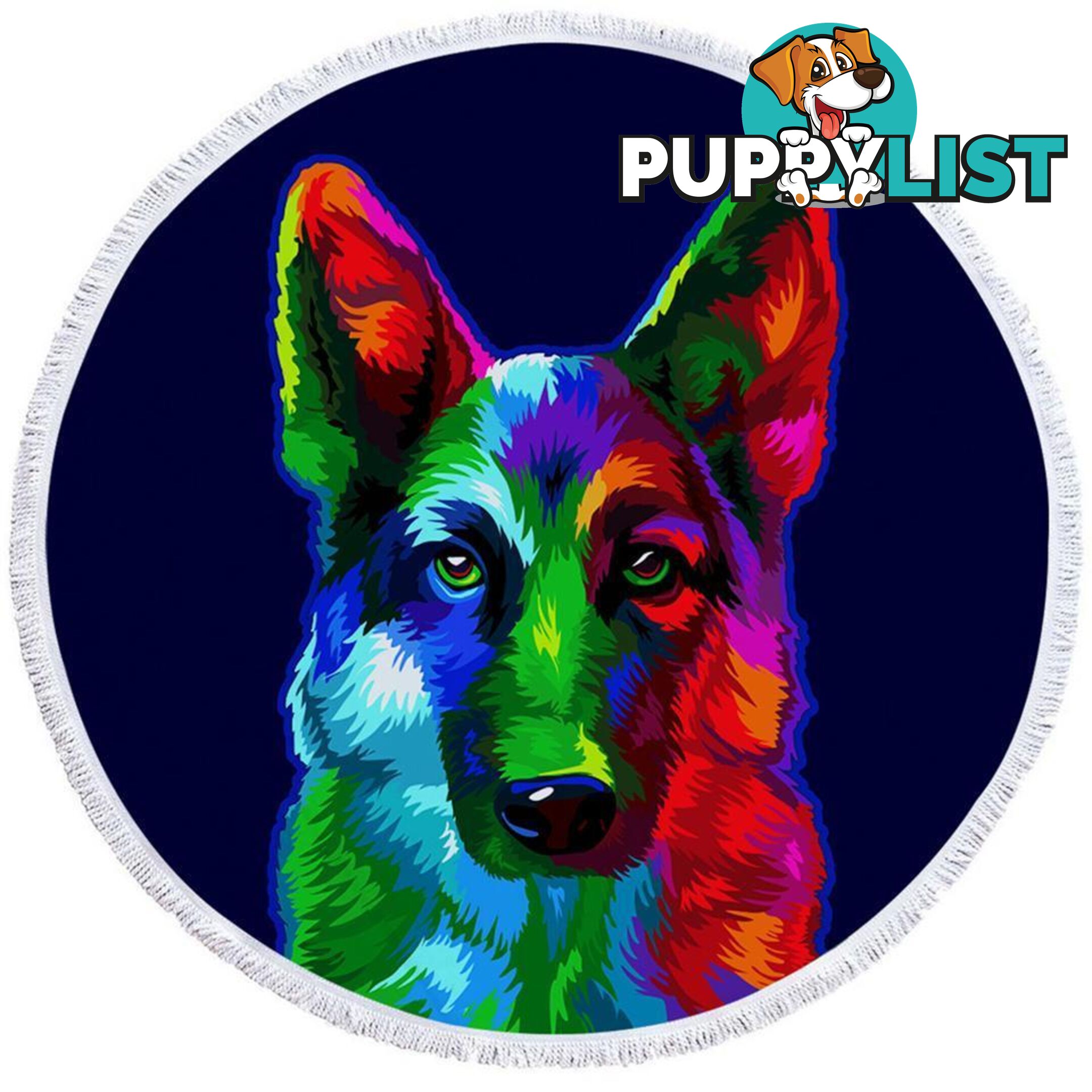 Colorful German shepherd Beach Towel - Towel - 7427046309318