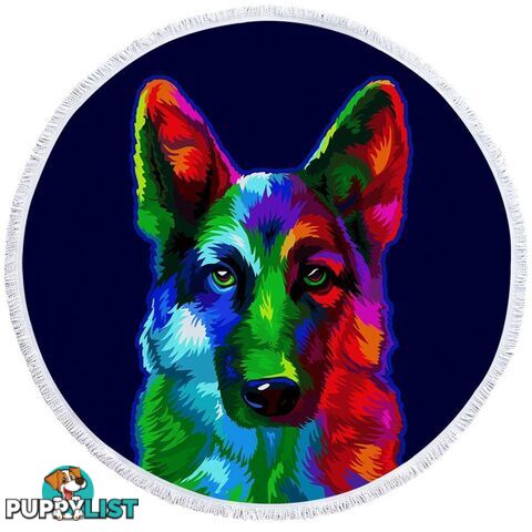 Colorful German shepherd Beach Towel - Towel - 7427046309318