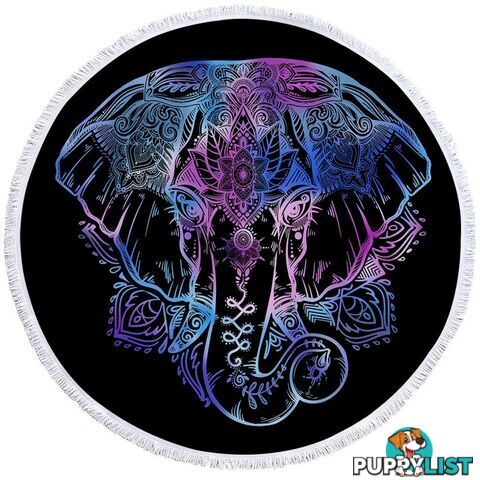 Blue Purple Indian Elephant Beach Towel - Towel - 7427046312363