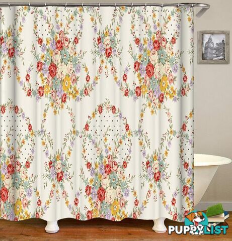 Round Flowers Bouquets Shower Curtain - Curtain - 7427045940260