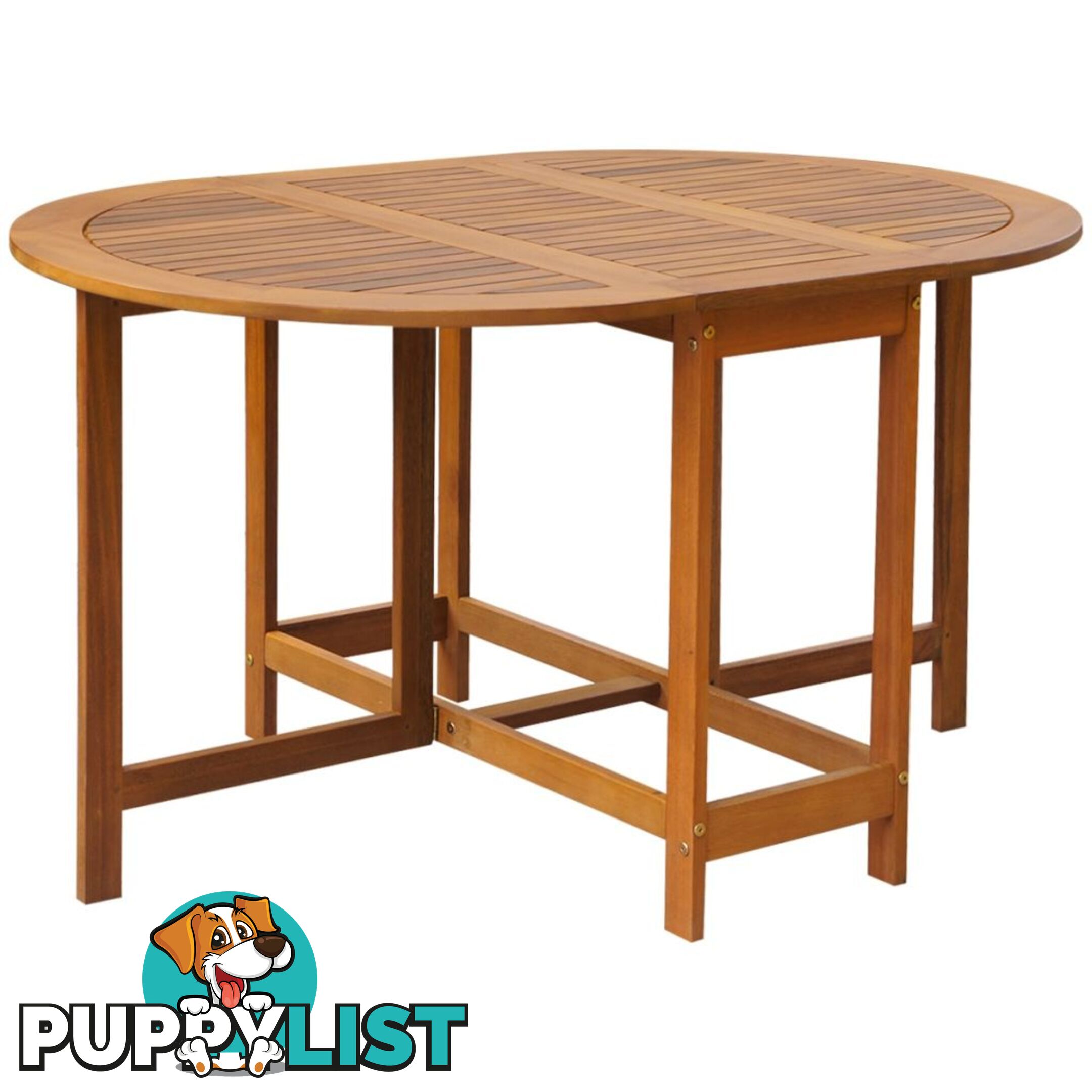 Outdoor Acacia Wood Oval Drop Leaf Table - Unbranded - 4326500418333