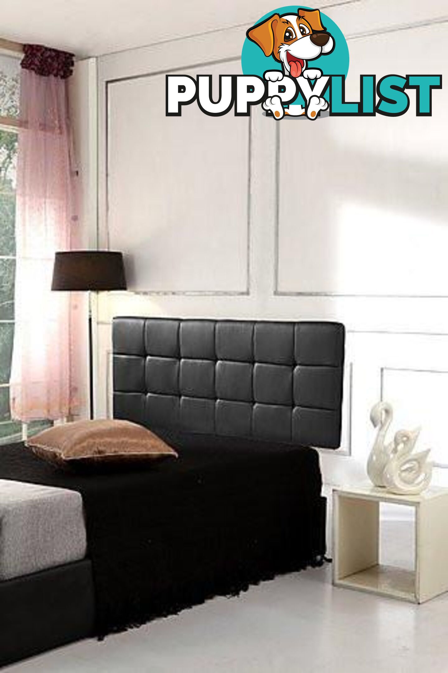 PU Leather Queen Bed Deluxe Headboard Bedhead - Black - Unbranded - 4344744427522