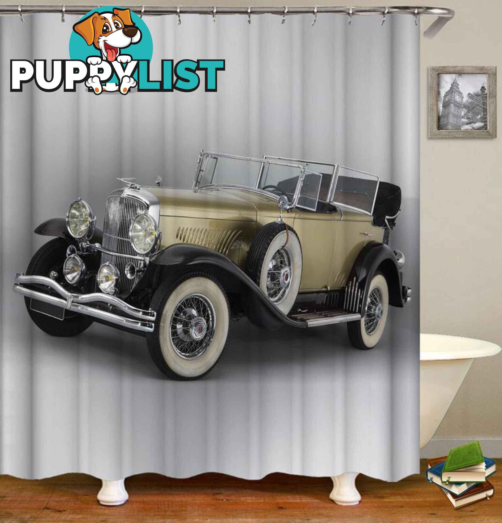 Classic Convertible Car Shower Curtain - Curtain - 7427045910638