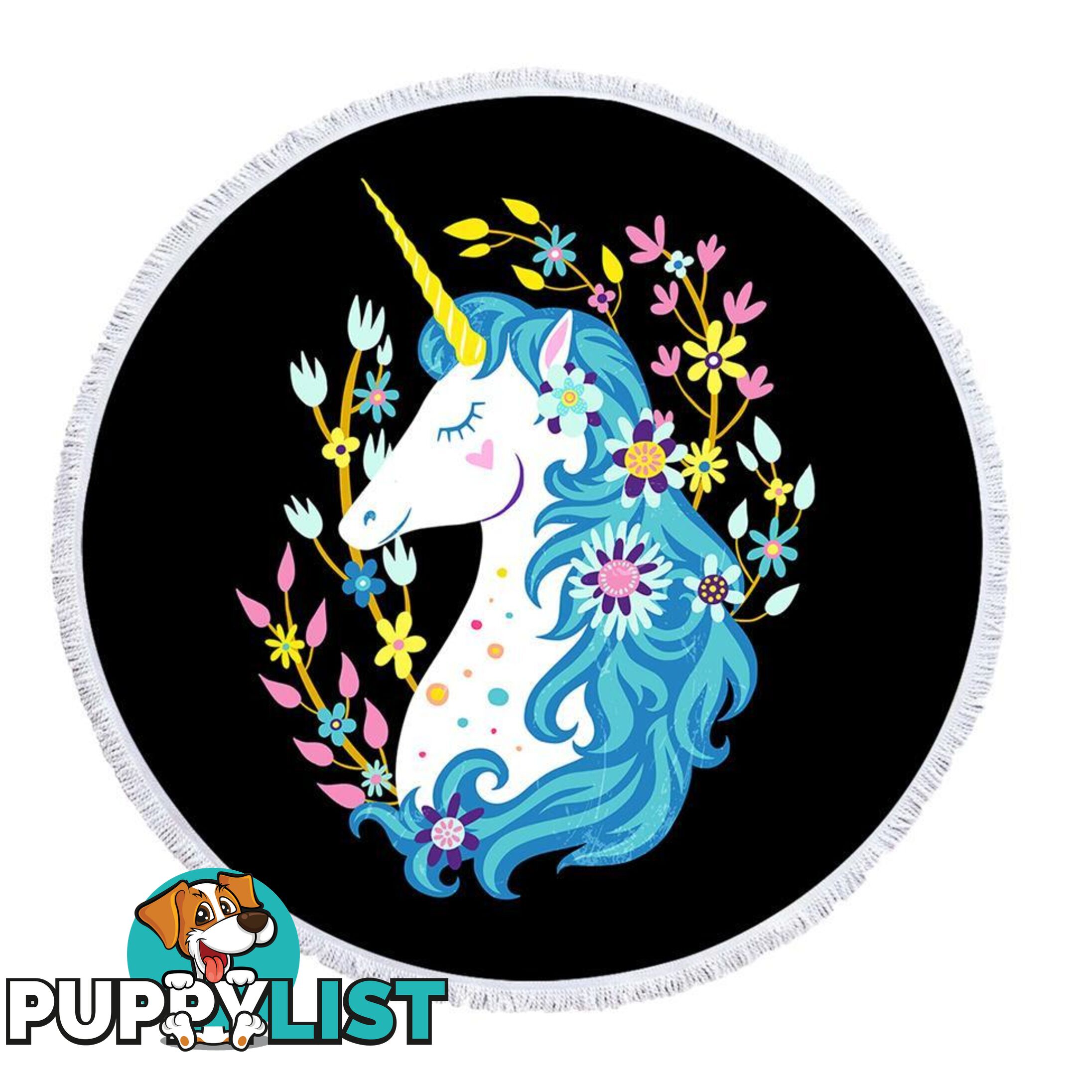 Blue Hair Unicorn Beach Towel - Towel - 7427046342827