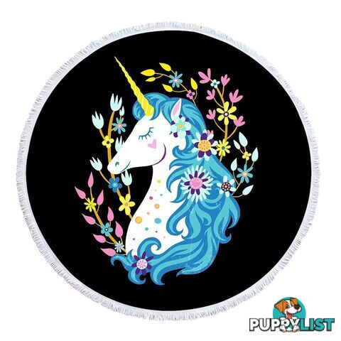 Blue Hair Unicorn Beach Towel - Towel - 7427046342827