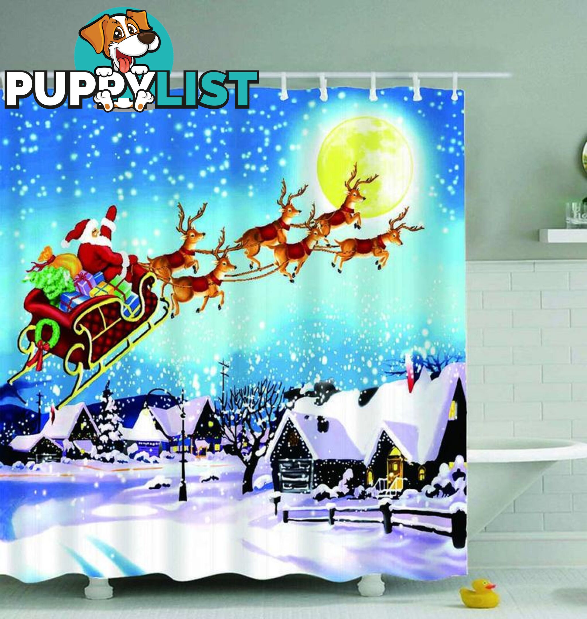 Classic Christmas Painting Shower Curtain - Curtains - 7427046063401