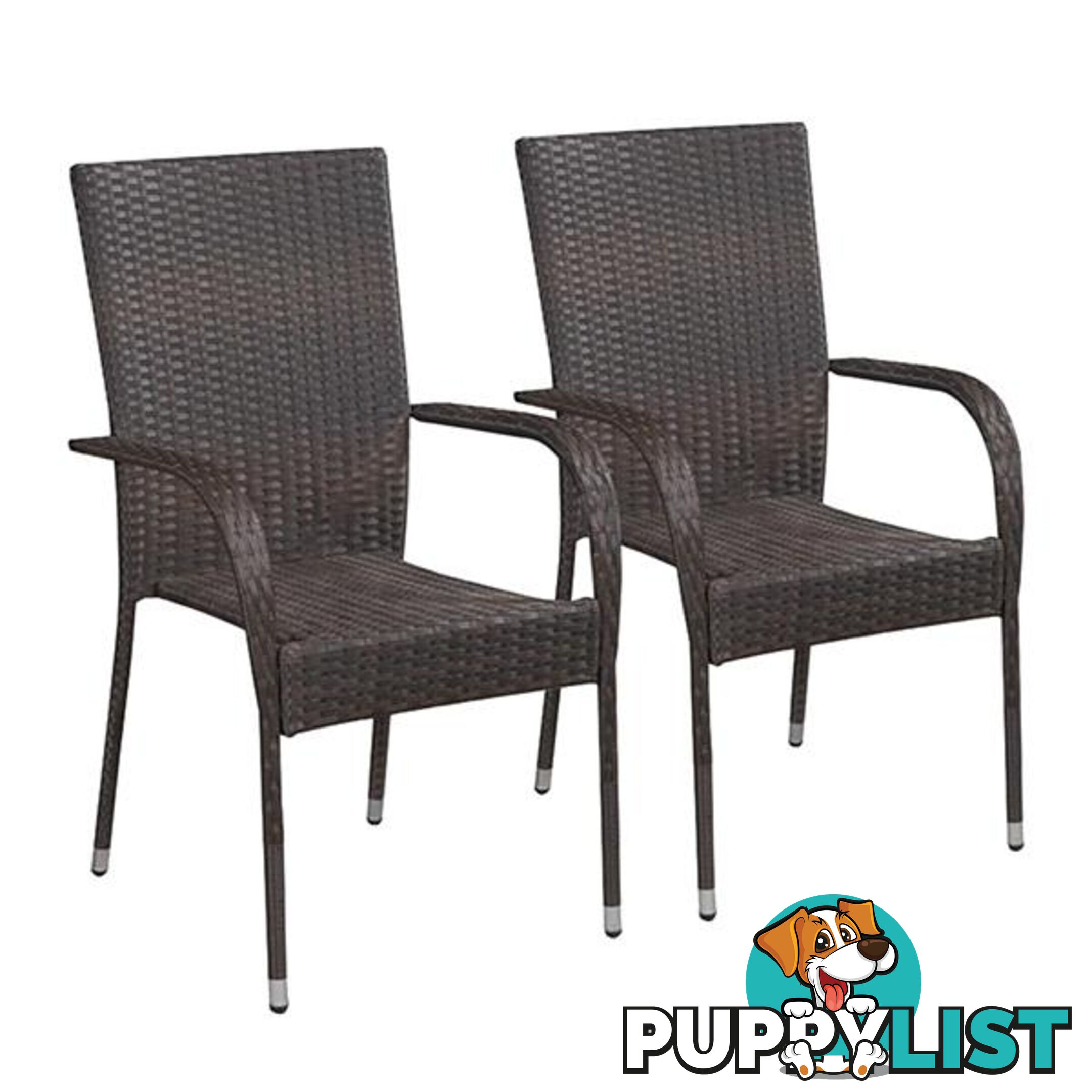 Stackable Outdoor Chairs 2 Pcs Poly Rattan - Chair - 7427005879050