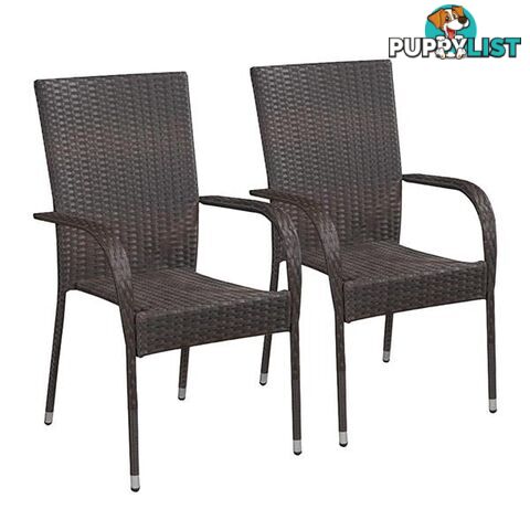 Stackable Outdoor Chairs 2 Pcs Poly Rattan - Chair - 7427005879050