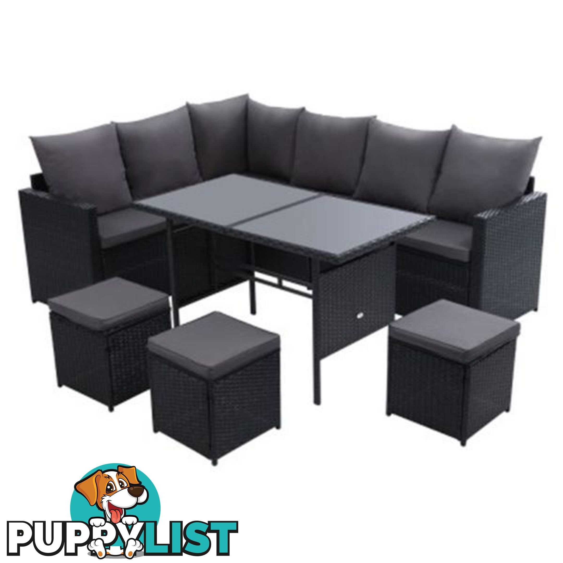 Outdoor Furniture Dining Setting Sofa Set Lounge Wicker 9 Seater - Gardeon - 7427046204514