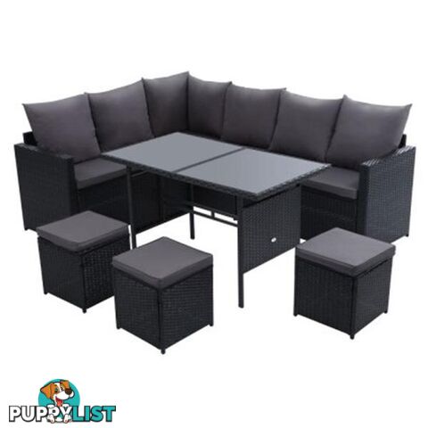 Outdoor Furniture Dining Setting Sofa Set Lounge Wicker 9 Seater - Gardeon - 7427046204514