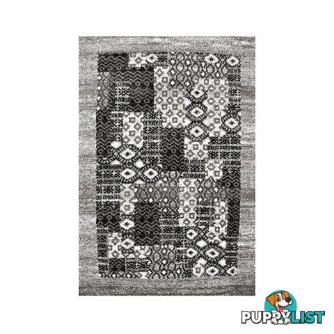 Dakar Grey Abstract Bordered Shag Rug - Unbranded - 9315512059646