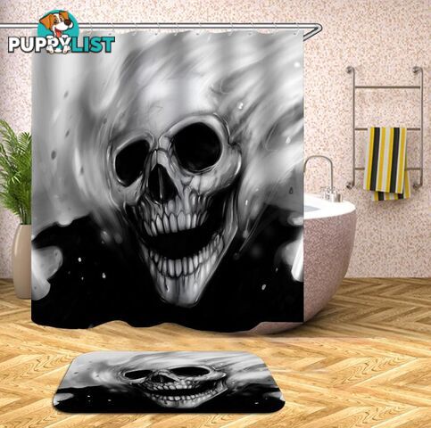 Black N White Skull Ghost Shower Curtain - Curtain - 7427045936478