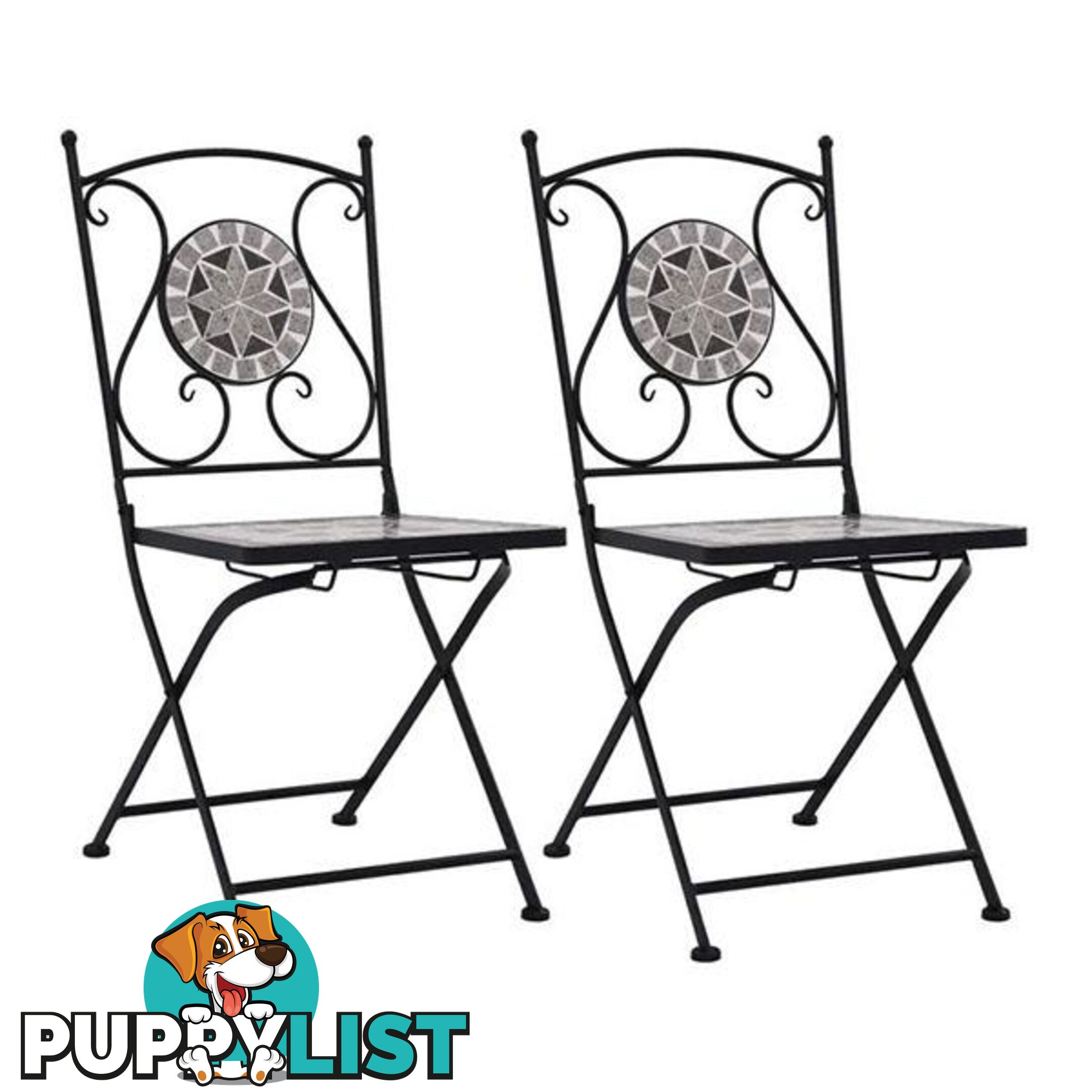 Mosaic Bistro Chairs Powder Coated Iron Frame 2 Pcs - Unbranded - 8719883733661