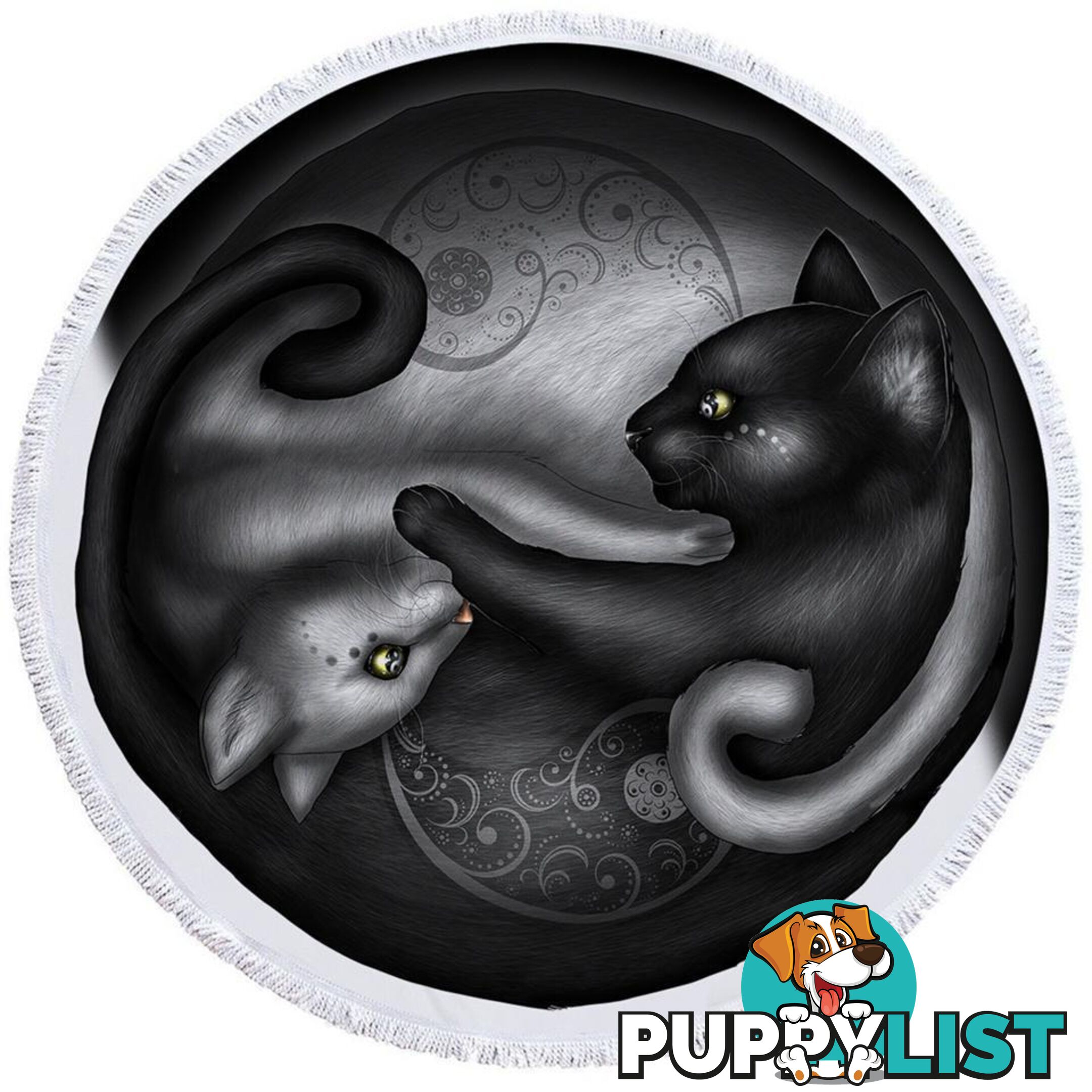 Yin and Yang Cats Beach Towel - Towel - 7427046329651