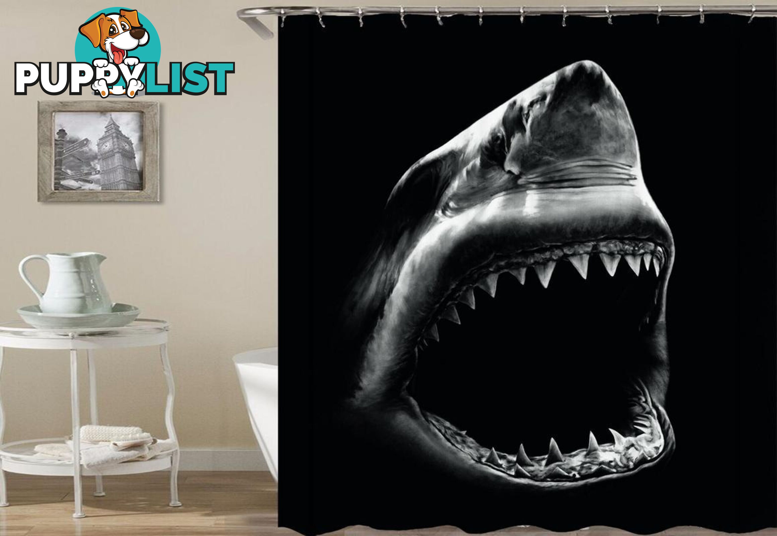 Frighten Ghost Shark Shower Curtain - Curtain - 7427046044509