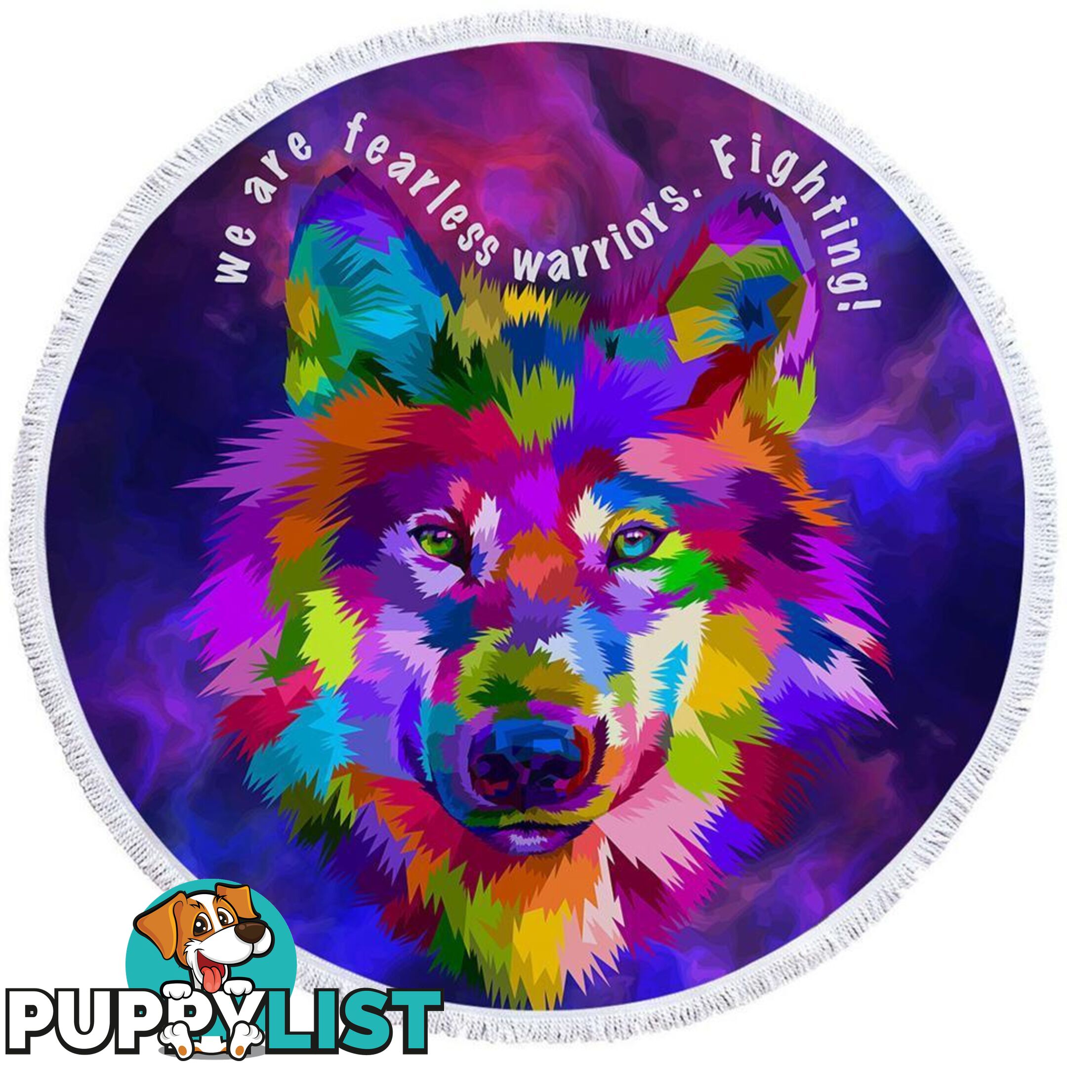 Colorful Warrior Wolf Beach Towel - Towel - 7427046314954