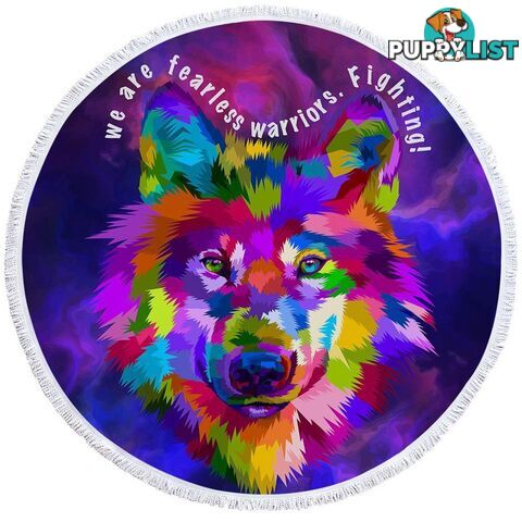 Colorful Warrior Wolf Beach Towel - Towel - 7427046314954