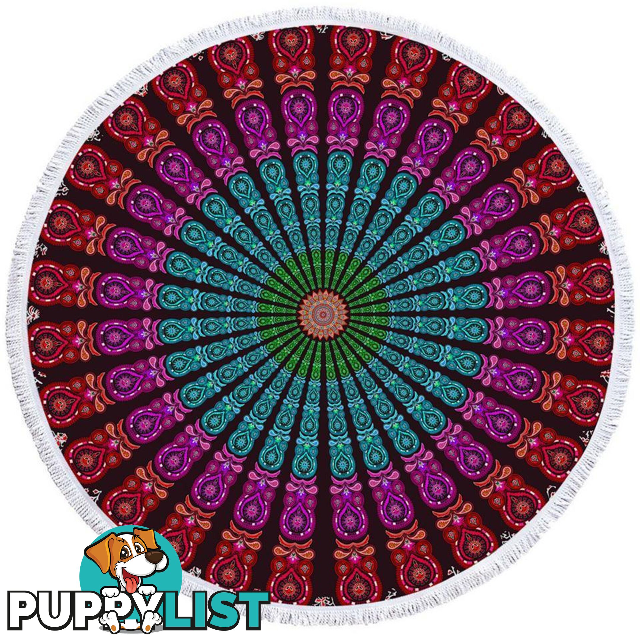 Bright Oriental Mandala Beach Towel - Towel - 7427046318600