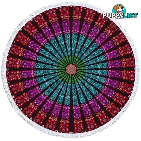 Bright Oriental Mandala Beach Towel - Towel - 7427046318600