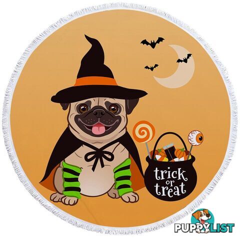 Halloween Pug Beach Towel - Towel - 7427046340236