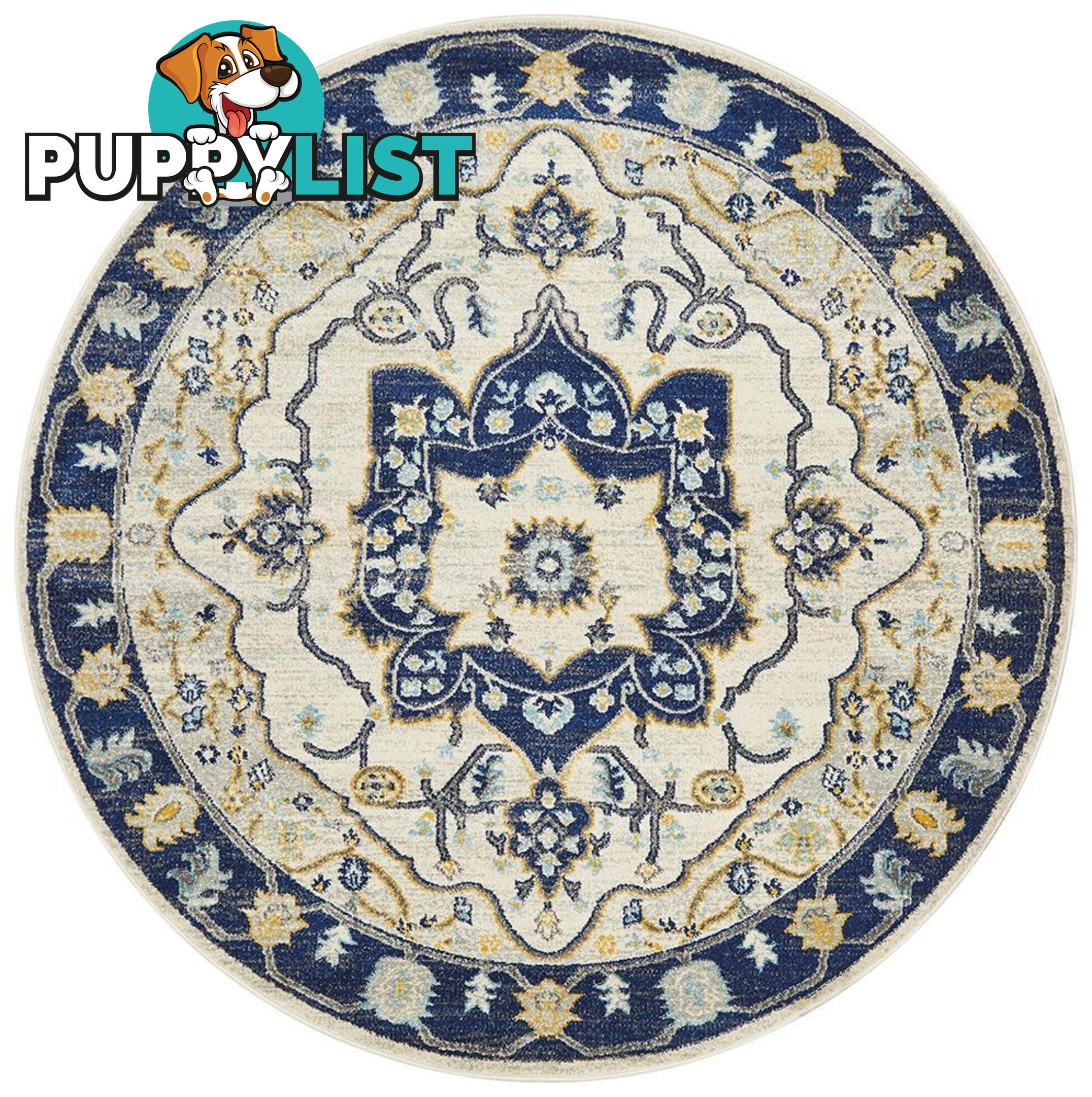 Babylon Round Darya Navy Rug - Unbranded - 9375321874106