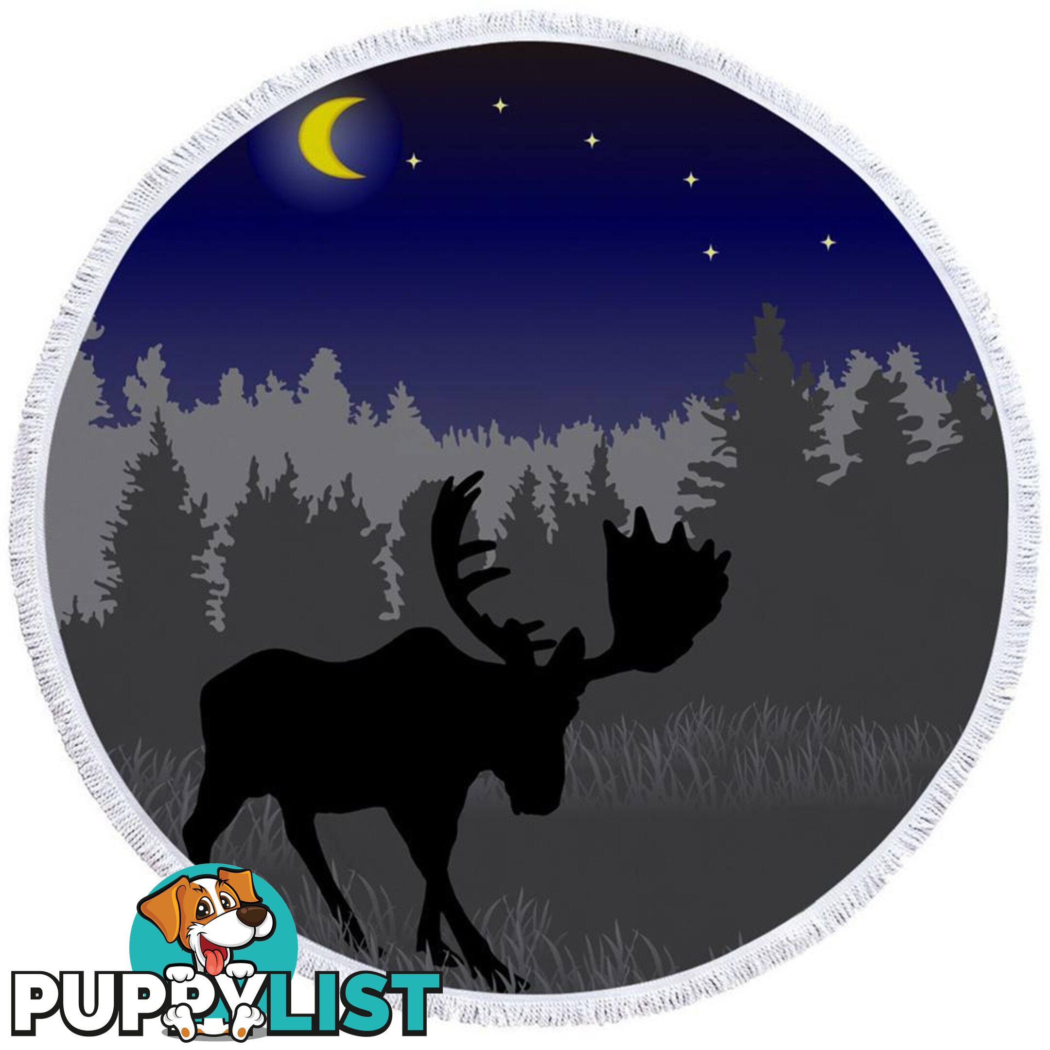 Moon Light Moose Beach Towel - Towel - 7427046304856