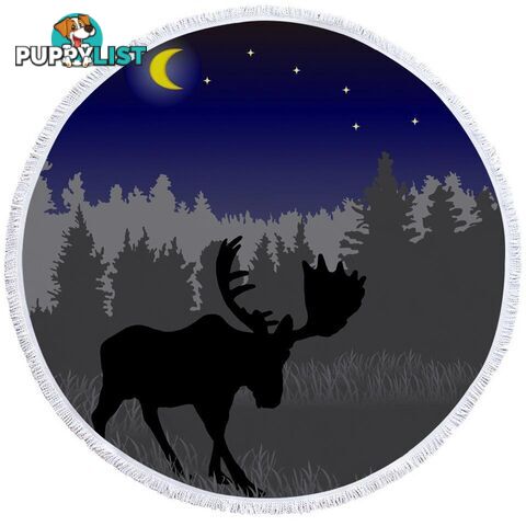 Moon Light Moose Beach Towel - Towel - 7427046304856