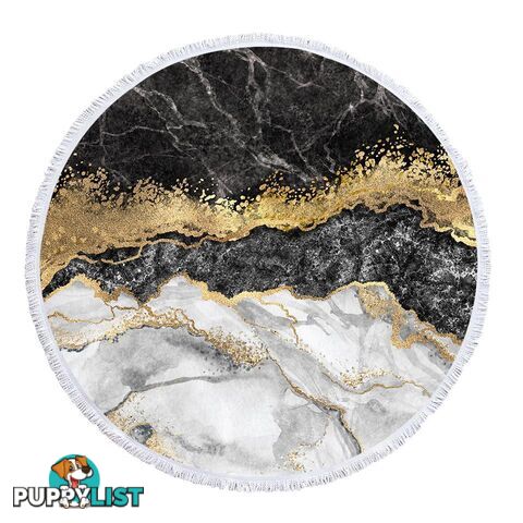 White Black Gold Marble Beach Towel - Towel - 7427046342452