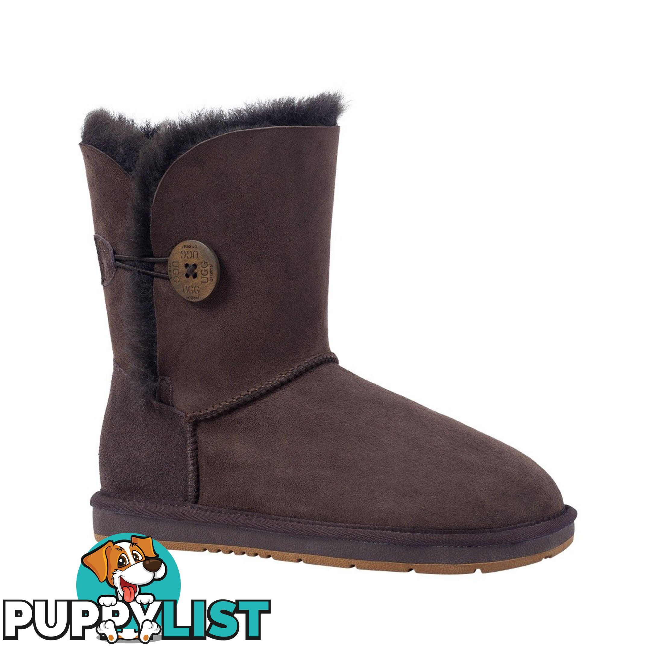 UGGS Single Button Short Sheepskin Cedar Unisex Chocolate - UGG - 822427508682