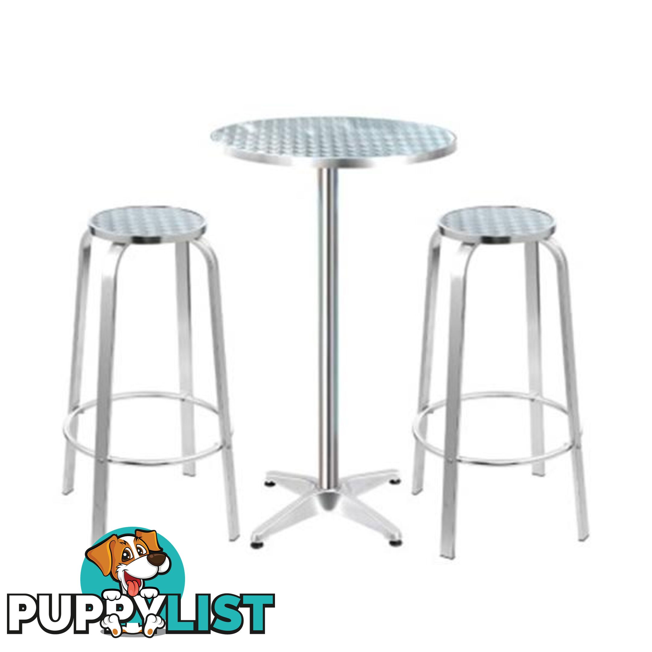 Outdoor Bistro Set Bar Table Stools Adjustable Aluminium Cafe 3Pc - Gardeon - 9355720086423