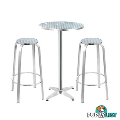 Outdoor Bistro Set Bar Table Stools Adjustable Aluminium Cafe 3Pc - Gardeon - 9355720086423