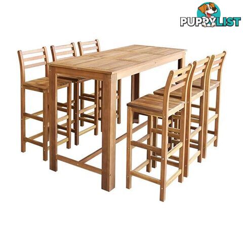 Bar Table And Chair Set 7 Pieces Solid Acacia Wood - Unbranded - 787976575540