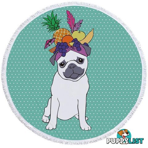 Funny Fruit Pug Beach Towel - Towel - 7427046326803