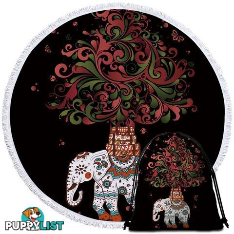 Red and Green Ornaments Indian Elephant Beach Towel - Towel - 7427046326674