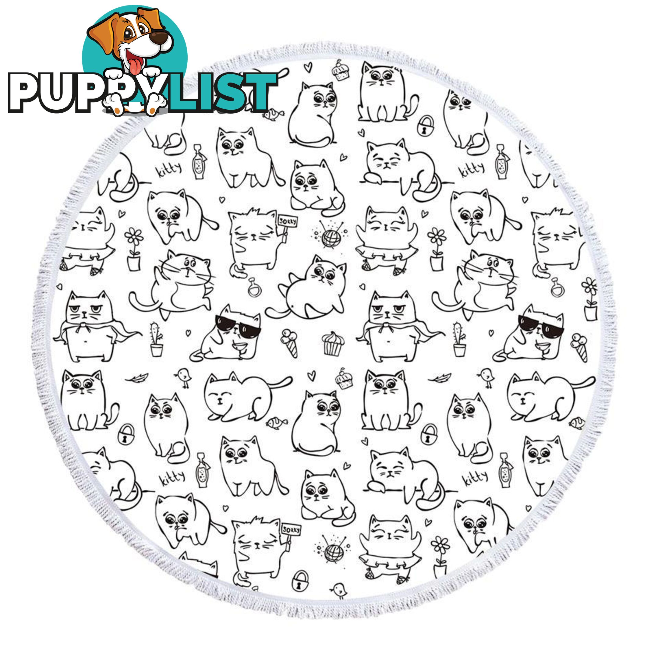 Pattern of Cats Beach Towel - Towel - 7427046343459