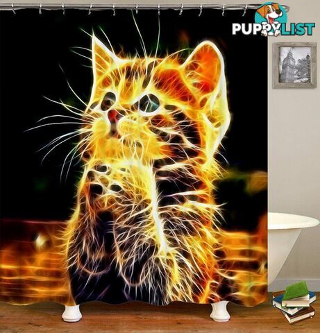 Electric Cat Shower Curtain - Curtains - 7427045924147