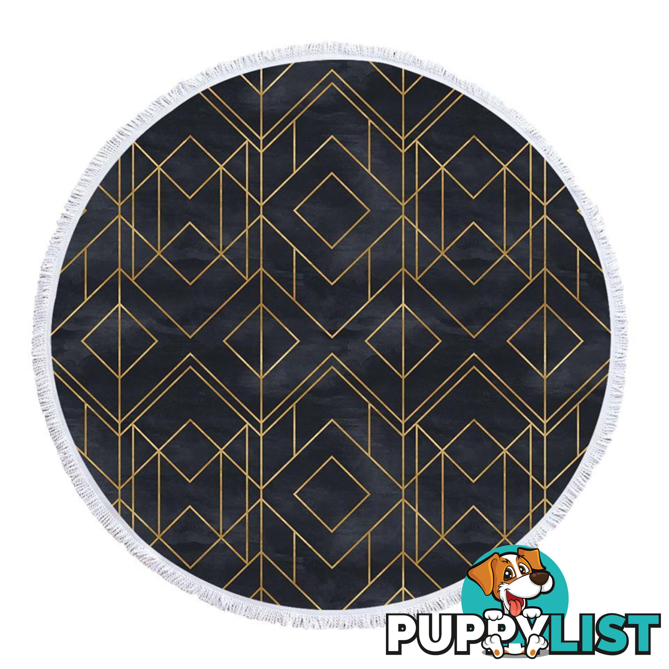 Golden Geometric Over Dark Beach Towel - Towel - 7427046341721