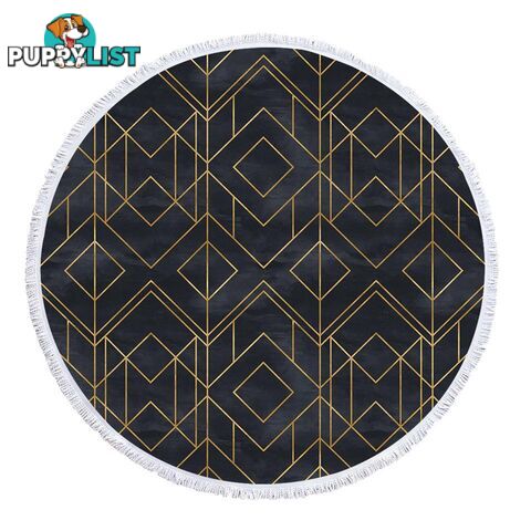 Golden Geometric Over Dark Beach Towel - Towel - 7427046341721