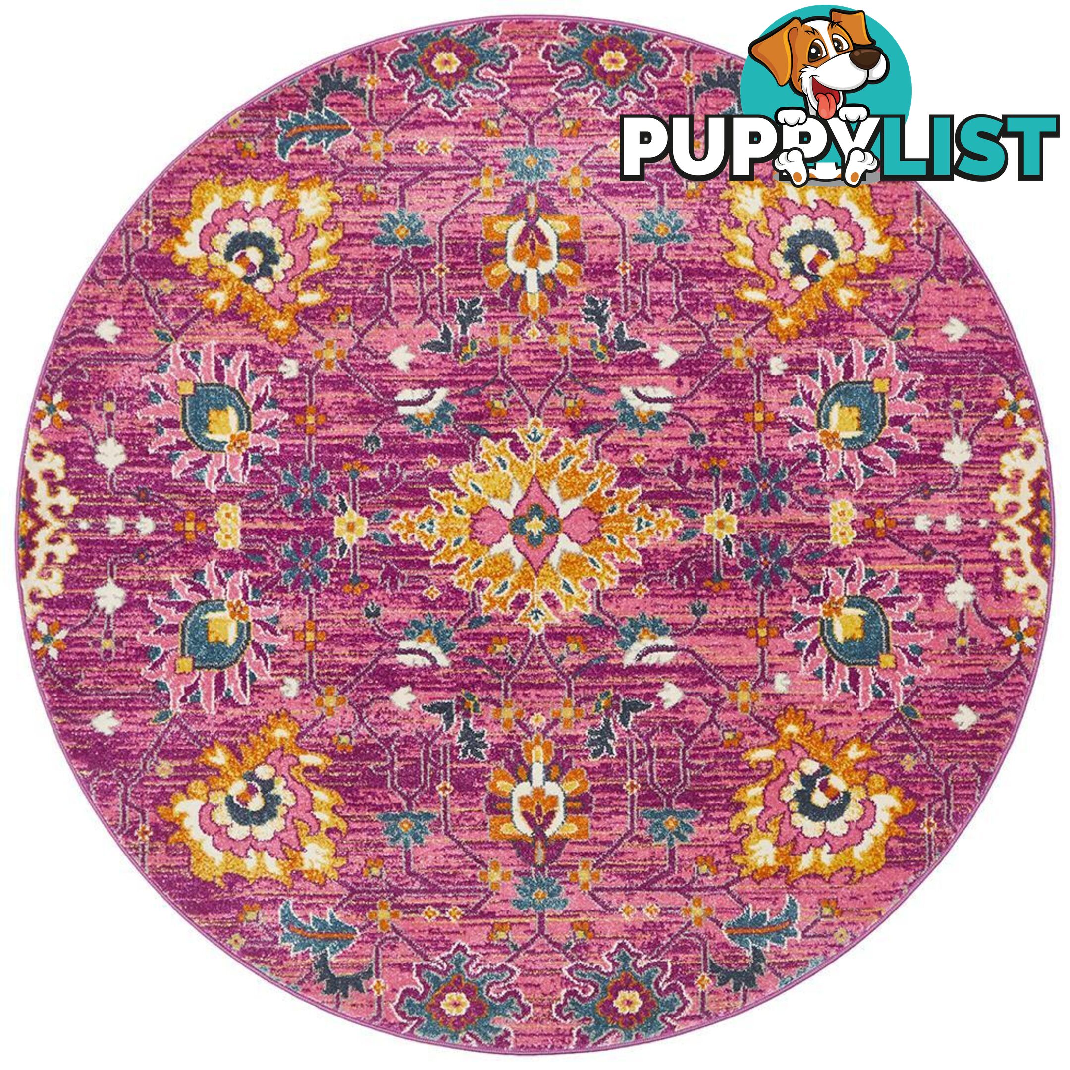 Babylon Round Floral Fuchsia Rug - Unbranded - 9375321875608